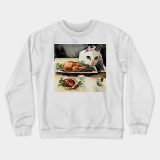 Thanksgiving Food and Cat Crewneck Sweatshirt